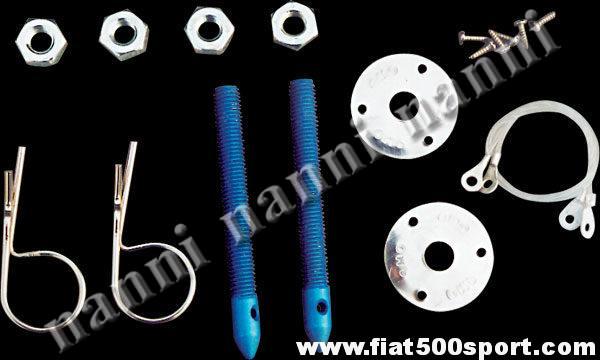 Fermacofano Fiat 500 da corsa In alluminio(kit completo ). Art.0009