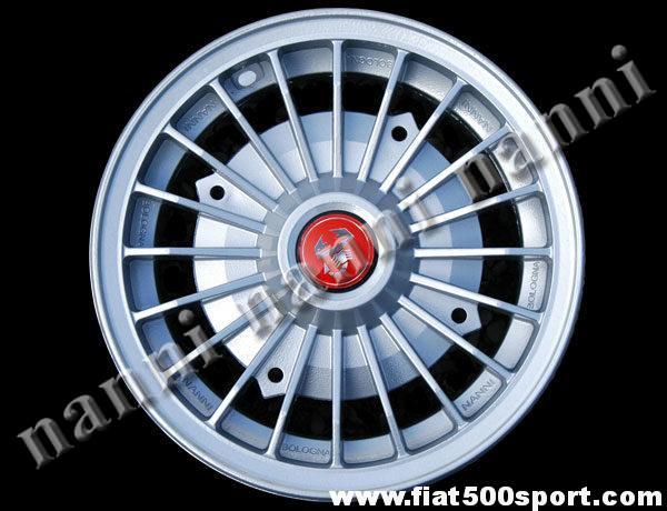 Cerchio ruota Fiat 500 Abarth in lega da 4,5 pollici x12 pollici e bulloni di fissaggio conici autocentranti. Art.0073