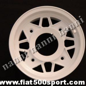 Art. 0074B - Cerchio ruota Fiat 500 NANNI in lega di colore bianco da 4,5×12 pollici completo di bulloni conici autocentranti. - Cerchio ruota Fiat 500 Fiat 126 prima serie NANNI in lega ultraleggera di altissima qualità, di colore bianco,da 4,5×12 pollici. È’ completo di bulloni conici autocentranti per il fissaggio. L’interasse dei bulloni ruota e’ di 190 mm. ET 45.
Art. 0074B - Cerchio ruota Fiat 500 NANNI in lega di colore bianco da 4,5×12 pollici completo di bulloni conici autocentranti. - Cerchio ruota Fiat 500 Fiat 126 prima serie NANNI in lega ultraleggera di altissima qualità, di colore bianco,da 4,5×12 pollici. È’ completo di bulloni conici autocentranti per il fissaggio. L’interasse dei bulloni ruota e’ di 190 mm. ET 45.