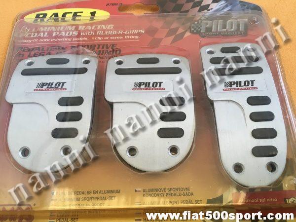 Copripedali Fiat 500 Fiat 126 Race Pilot di colore argento. Art.0086C