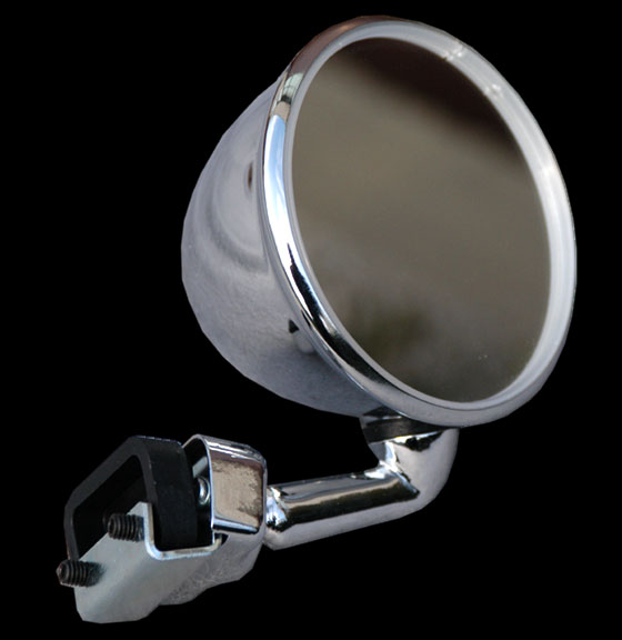 Rearview mirror left and right racing style chromed.