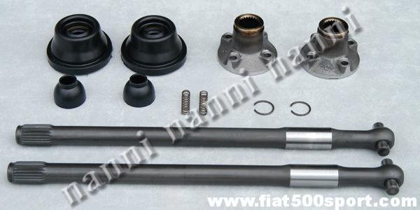 Art. 0121 - Semiassi Fiat 500 F L R in acciaio speciale ad alta resistenza (kit completo con semiassi diametro 25 mm.) - Semiassi Fiat 500 F L R in acciaio speciale ad alta resistenza.  Si possono usare nelle più severe condizioni di utilizzo e in competizione. E’ un prodotto totalmente italiano.( kit completo con semiassi diametro 25 mm.)
