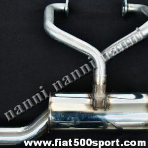 Marmitta Fiat 500 R FIAT 126 in acciaio inossidabile lucidato ad alto rendimento con attacco diretto sulla testa e tubo di scarico diametro 60 mm. Si monta con le ns. staffe di supporto art. 0221S