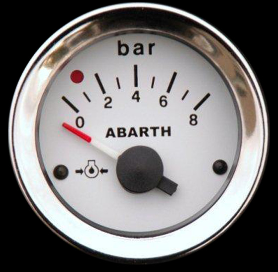 Manometro Abarth pressione olio bianco, nuovo. Art.0777