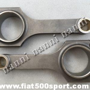Bielle Fiat 500 Fiat 126 in acciaio ad H rovesciato interasse 120 mm. con boccola già squadrata e bulloni ARP.