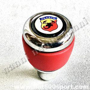 Pomello Fiat 500 Fiat 126 Abarth leva cambio in alluminio cromato e pelle rossa.