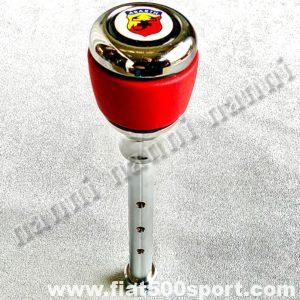 Leva cambio Fiat 500 Fiat 126 con pomello Abarth in alluminio cromato e pelle rossa.