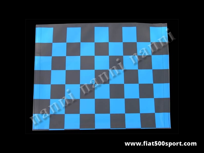 Art. 0001blu - Capote Fiat 500 F / L / R  a scacchi blu in tela gommata originale - Capote FIAT 500 F/L/R a scacchi blu in tela gommata originale. Sostituisce senza modifiche la capote originale.

