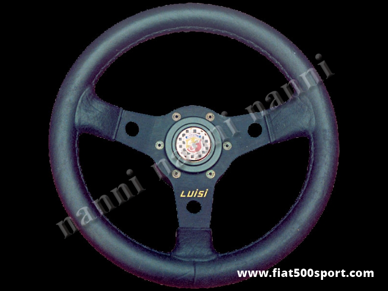 Art. 0012 - Volante Fiat 500 Fiat 126 Abarth in pelle nera con razze nere completo di mozzo e pulsante clacson Abarth. - Volante Fiat 500 Fiat 126 Abarth in pelle nera con razze nere.(specificare nelle note se lo si desidera con mozzo per 126) Il diametro esterno è di 315 mm.
Art. 0012 - Volante Fiat 500 Fiat 126 Abarth in pelle nera con razze nere completo di mozzo e pulsante clacson Abarth. - Volante Fiat 500 Fiat 126 Abarth in pelle nera con razze nere.(specificare nelle note se lo si desidera con mozzo per 126) Il diametro esterno è di 315 mm.