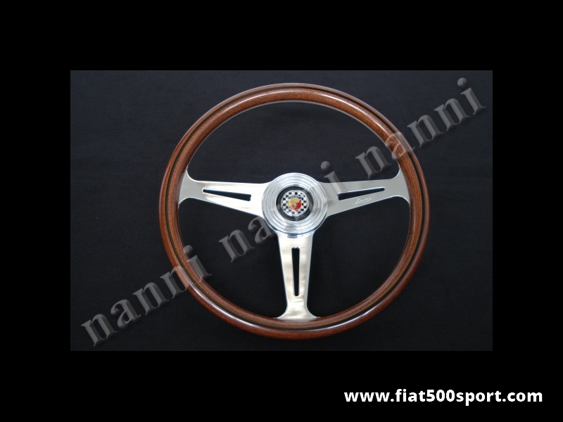 Art. 0018 - Fiat Abarth 695 SS original steering wheel in mahogany wood whit hub and steering wheel push horn button.(diam. 360 mm.) - Fiat Abarth 695 SS original steering wheel in mahogany wood with hub and steering wheel horn push button. (Outer diameter 360 mm.)
