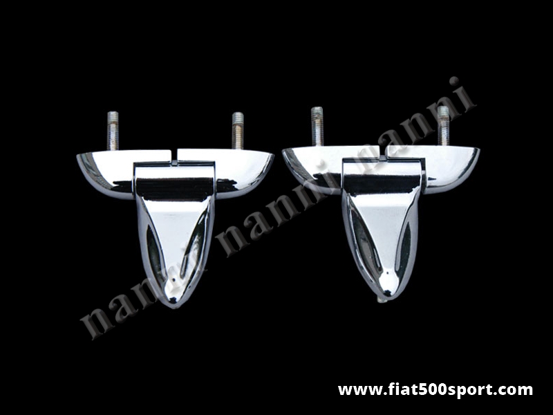Art. 0022 - Pair aluminium chromed rear bonnet hingers. - Pair aluminium chromed rear bonnet hingers.
