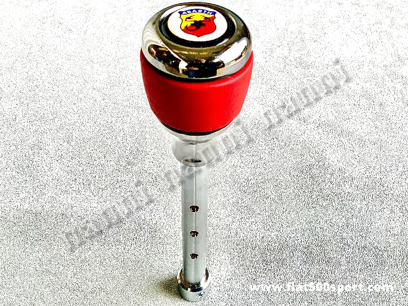 Art. 0041A - Fiat 500 Fiat 126 Abarth speed change lever with chromed aluminium ball grip with red leather. - Fiat 500 Fiat 126 Abarth speed change lever with chromed aluminium ball grip with red leather.
