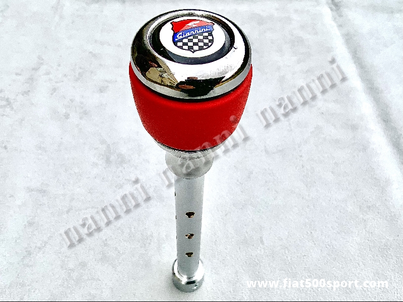Art. 0042G - Fiat 500 Fiat 126 Giannini speed change lever with chromed aluminium ball grip with red leather. - Fiat 500 Fiat 126 Giannini speed change lever with chromed aluminium ball grip with red leather.
