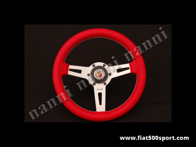 Art. 0054A - Fiat 500 Abarth  red leather steering wheel with hub. - Fiat 500 Abarth red leather steering wheel with hub. Diam. mm. 315.
