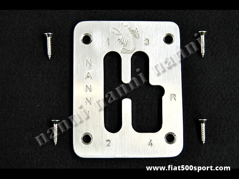 Art. 0070 - Fiat 500 Fiat 126 NANNI competition style 4 speed chromed bronze plate for ballgrip. - Fiat 500 Fiat 126 NANNI competition style 4 speed chromed bronze plate for ballgrip.
