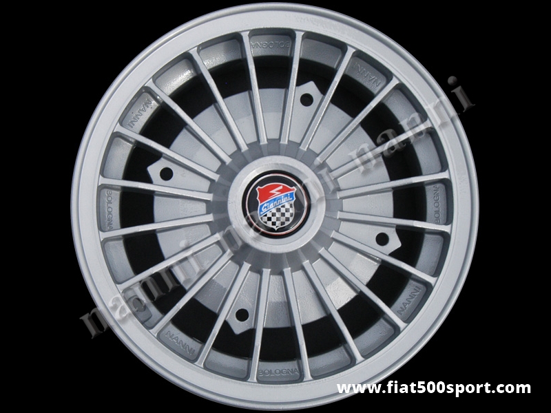 Art. 0073G - Cerchio ruota Fiat 500 Giannini in lega da 4,5 pollici x12 pollici. - Cerchio ruota Fiat 500 Fiat 126 prima serie Giannini in lega di altissima qualita’, verniciato, da 4,5 pollici di larghezza con bulloni di fissaggio conici autocentranti (interasse dei bulloni 190 mm.) ET 30.
Art. 0073G - Cerchio ruota Fiat 500 Giannini in lega da 4,5 pollici x12 pollici. - Cerchio ruota Fiat 500 Fiat 126 prima serie Giannini in lega di altissima qualita’, verniciato, da 4,5 pollici di larghezza con bulloni di fissaggio conici autocentranti (interasse dei bulloni 190 mm.) ET 30.
