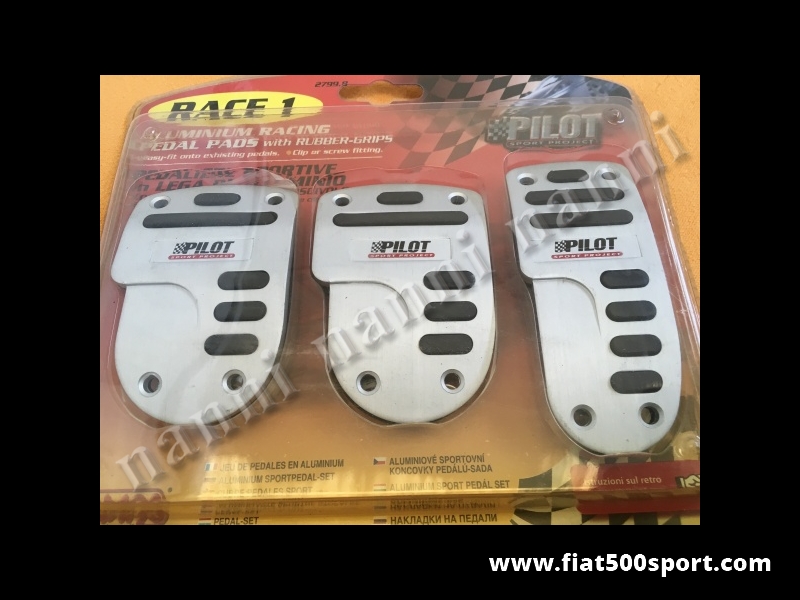 Art. 0086C - Fiat 500 Fiat 126 aluminium anti-skid silver cover pedals Race Pilot. - Fiat 500 Fiat 126 aluminium anti-skid silver cover pedals Race Pilot.
