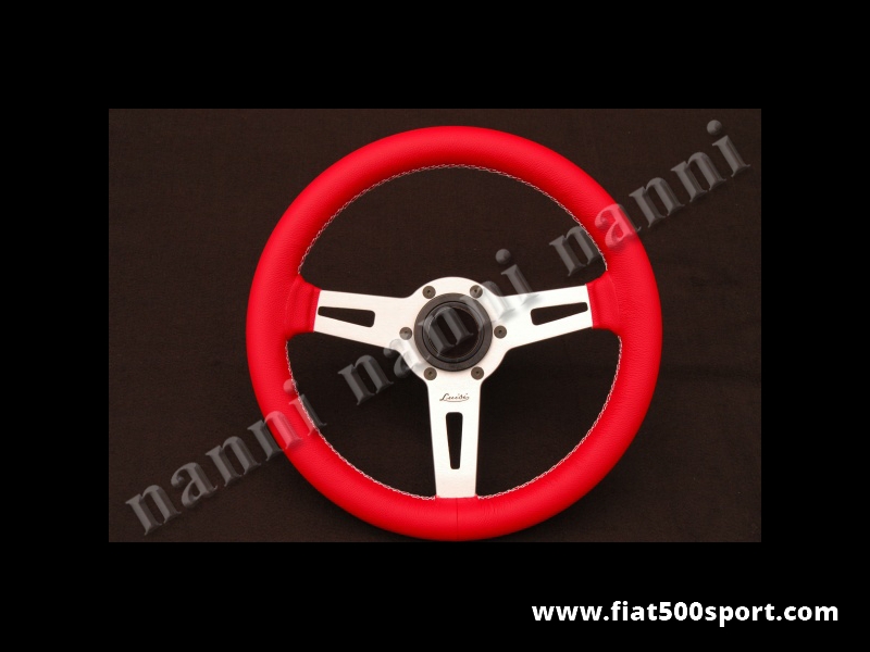 Art. 0107 - Steering wheel natural red leather satined spokes. Diameter 315 mm. - Steering wheel with natural red leather and satined spokes. Diameter 315 mm.
