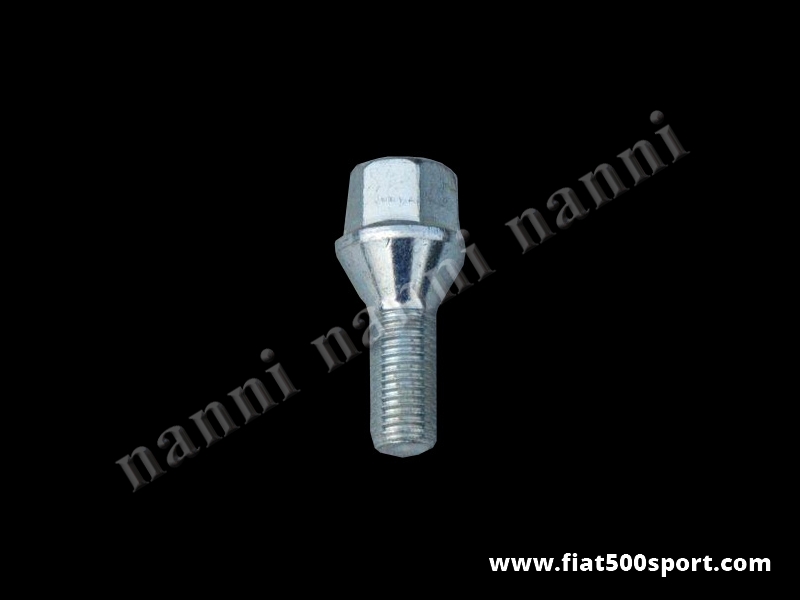 Art. 0107C - Bullone conico  ruote Fiat. Filetto 12×1,5×36 mm. - Bullone conico ruote Fiat con interasse dei bulloni di 98 mm. Filetto 12×1,5×36 mm.
