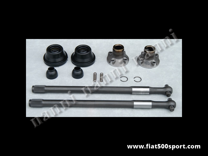 Art. 0121 - Semiassi Fiat 500 F L R in acciaio speciale ad alta resistenza (kit completo con semiassi diametro 25 mm.) - Semiassi Fiat 500 F L R in acciaio speciale ad alta resistenza.  Si possono usare nelle più severe condizioni di utilizzo e in competizione. E’ un prodotto totalmente italiano.( kit completo con semiassi diametro 25 mm.)
