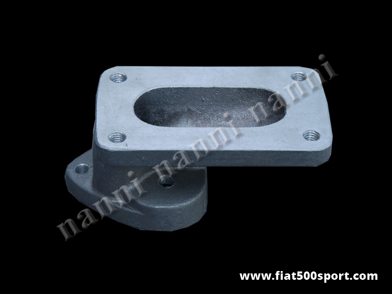 Art. 0128 - Collettore Fiat 500  NANNI con dadi e perni di fissaggio per montare un carburatore doppio corpo diam. 32 mm. verticale - Collettore Fiat 500 NANNI con dadi, perni di fissaggio speciali, guarnizione per montare un carburatore doppio corpo verticale diametro 32 mm. su motore Fiat 500 (prigionieri lunghi). Carburatore A112 Abarth, Fiat 126 BIS.
