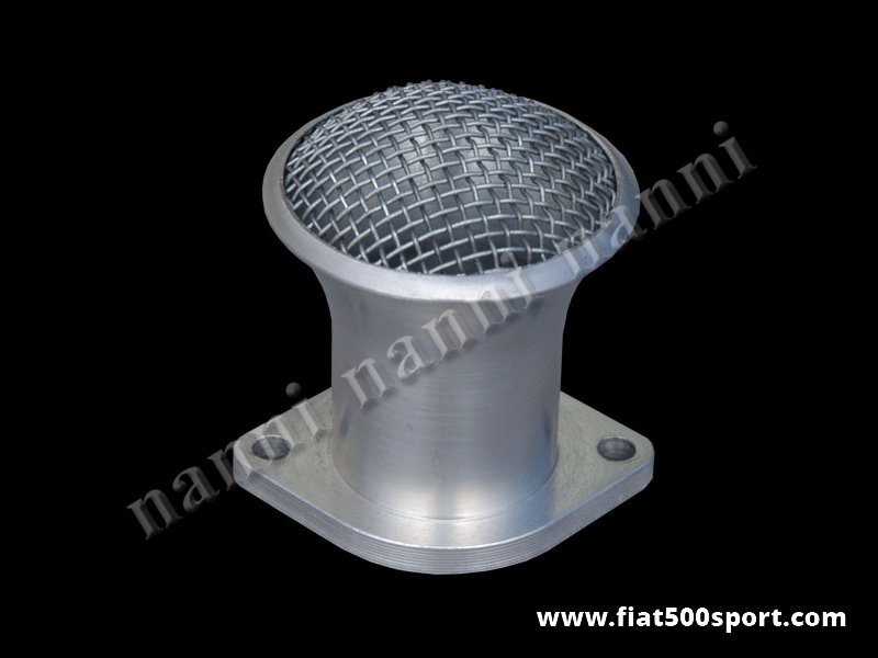 Art. 0142 - Trombetta Fiat 126 d’aspirazione con rete Ø 32 mm. (Per Fiat 126 e Lancia Fulvia) - Trombetta d’aspirazione con rete Ø 32 mm. Per carburatori Lancia Fulvia, Fiat 124 e 1100 R e Fiat 126. Altezza totale 67 mm,

