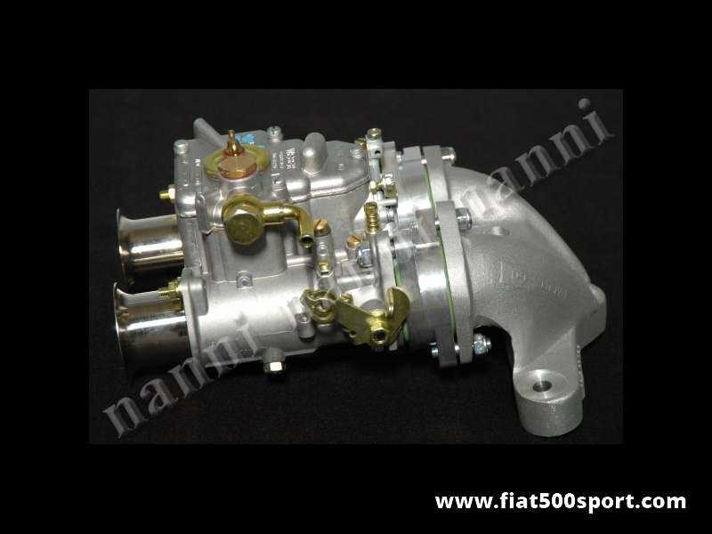 Art. 0175 - Fiat 500 Fiat 126 Carburettor twin-choke Ø 40 mm Weber new horizontal  with manifold and alloy admission pipe. - Fiat 500 Fiat 126 Carburettor twin-choke Ø 40 mm Weber new horizontal with manifold and alloy admission pipe for original head Fiat 500/126. Complete set.
