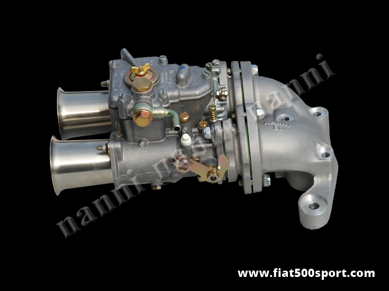 Art. 0175c - Carburatore Fiat 500 Fiat 126  Weber diam. 40 mm doppio corpo con collettore e trombette per testata Panda 30. - Carburatore Fiat 500 Fiat 126 Weber diam. 40 mm doppio corpo con collettore e trombette per testata Panda 30. Il kit è completo di dadi, viti, prigionieri e guarnizione.
