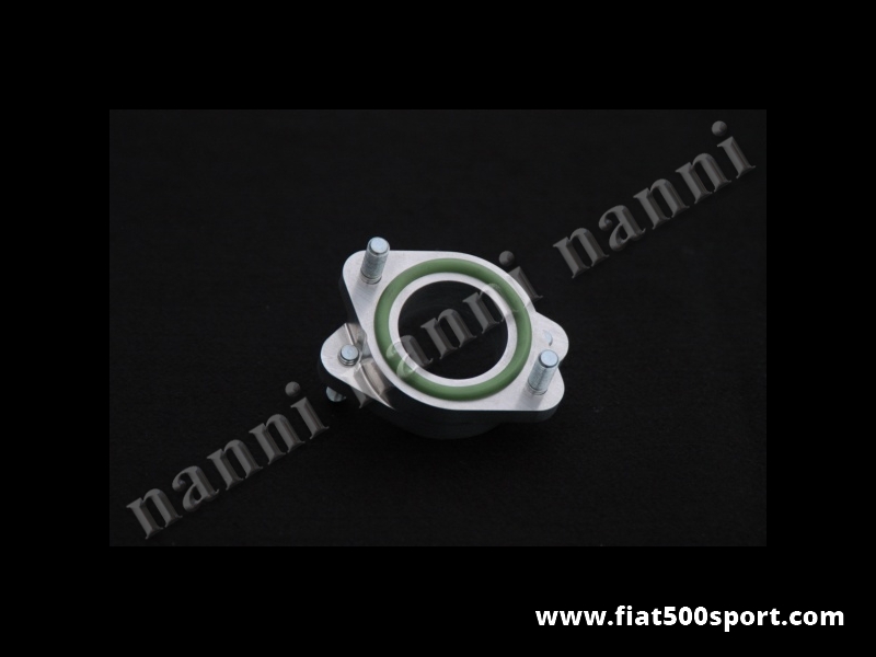 Art. 0176 - Distanziale Fiat 500 Fiat 126 in lega NANNI per carburatore doppio corpo orizzontale Ø 40 mm. con 2 OR in Viton - Distanziale Fiat 500 Fiat 126 in lega NANNI per carburatore doppio corpo orizzontale Ø 40 mm. con 2 anelli in gomma Viton, dadi e prigionieri. (Weber 40 DCOE, Dell’Orto 40 DHLA, Solex…) I grossi anelli in Viton sono dei distanziali termici e smorzano le vibrazioni.  NON mettere assolutamente il deleterio supporto fra carburatore e motore. Per un carburatore occorrono 2 pezzi.
