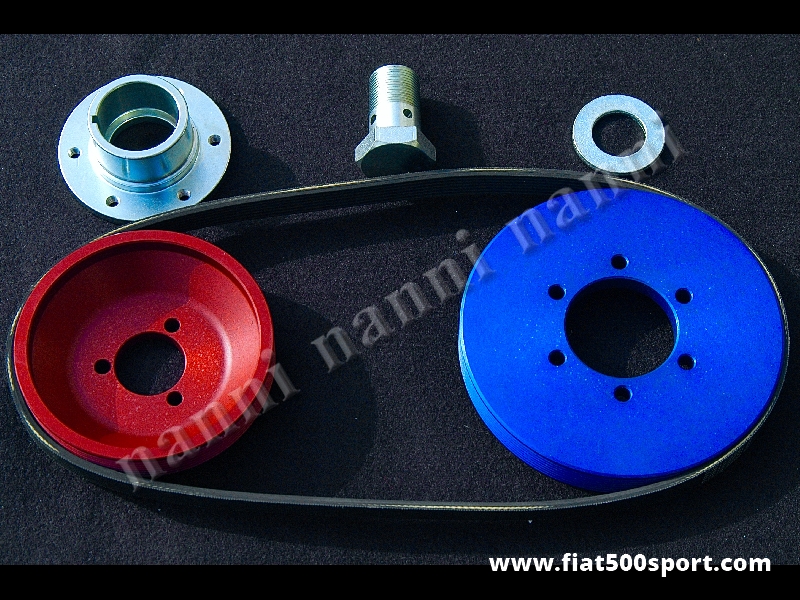 Art. 0206 - Fiat 500  belt drive pulleys set NANNI for dynamo (kit includes belt). - Belt drive pulleys set NANNI for dynamo (kit includes belt).
