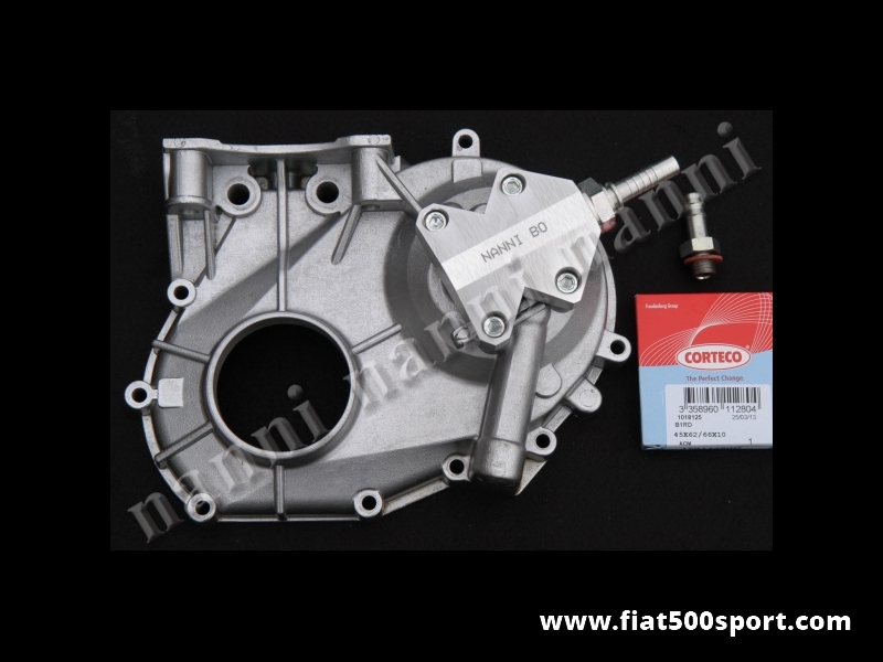 Art. 0213 - Coperchio distribuzione Fiat 500 Fiat 126 NANNI modificato con supporto per attacco radiatore olio. - Coperchio distribuzione Fiat 500 Fiat 126 NANNI modificato con supporto per il collegamento con il radiatore dell’olio, completo di raccordi in acciaio, paraolio e guarnizione.
Art. 0213 - Coperchio distribuzione Fiat 500 Fiat 126 NANNI modificato con supporto per attacco radiatore olio. - Coperchio distribuzione Fiat 500 Fiat 126 NANNI modificato con supporto per il collegamento con il radiatore dell’olio, completo di raccordi in acciaio, paraolio e guarnizione.