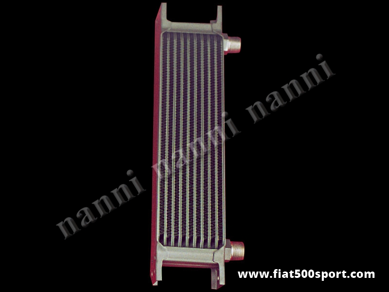 Art. 0217 - Fiat 500 Fiat 126 complete aluminium  oil cooler with fittings. - Fiat 500 Fiat 126 complete with fittings aluminium oil cooler. Sizes 29X8X5 cm.  Max. 32,5X11,5X5 cm.
