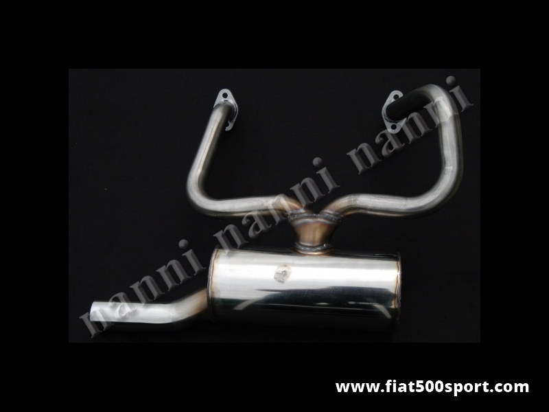 Art. 0224 - Muffler Fiat 500 R Fiat 126 Giannini style,  stainless steel, with single chromed tail pipe Ø 50 mm. - Fiat 500 R Fiat 126 Giannini style,  stainless steel muffler, with single chromed tail pipe Ø 50 mm.
