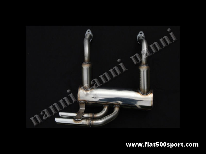 Art. 0228 - Muffler Fiat 500 R Fiat 126 Abarth “Record Monza”style stainless steel. - Fiat 500 R Fiat 126 Abarth “Record Monza” style stainless steel muffler.
