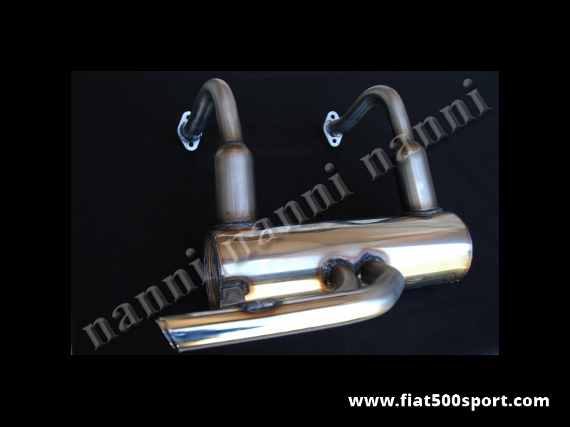 Art. 0232 - Muffler Fiat 500 F L Abarth “Record Monza”style stainless steel. - Fiat 500 F L Abarth “Record Monza” style stainless steel muffler.
