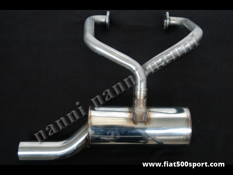 Art. 0237 - Muffler Fiat 500 F L high efficiency stainless steel with head direct connection. - Fiat 500 F L high efficiency stainless steel muffler with head direct connection. This muffler require our mounting brackets art. 221S.
