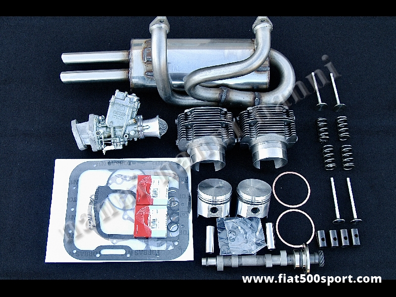 Art. 0251G - Fiat 500 Giardiniera kit Nanni per elaborazione motore ad uso stradale ( 650 cc. 45 HP). - Fiat 500 Giardiniera kit completo NANNI per elaborazione motore ad uso stradale (650 cc. 45 HP). Il kit comprende: canne alte 90 mm. pistoni, valvole, molle valvole, albero a cammes, bicchierini punterie, carburatore FZD 32 /28 completo di tutto, marmitta ad altissimo rendimento in acciaio inox, serie guarnizioni motore con paraolio e anelli sottocanna in rame. Con i nostri cilindri non occorre la guarnizione di testa.
