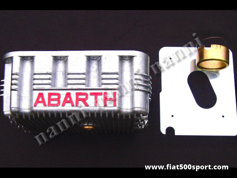 Art. 0275A - Coppa olio Fiat 500 Fiat 126 Abarth 4 litri con lamierino di fondo, prolunga per pescatore olio e tappo in bronzo - Coppa olio Fiat 500 Fiat 126 Abarth da 4 litri, kit completo di lamierino di fondo, di prolunga per il pescatore dell’olio e di tappo in bronzo per lo scarico dell’olio.
