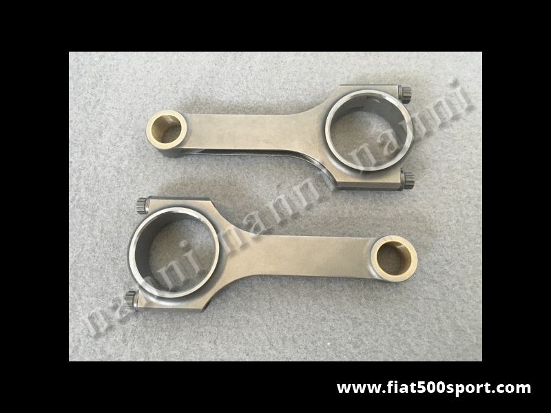 Art. 0293B - Conrods H beam Fiat 500 Fiat 126 steel lenght 118 mm. - Fiat 500 Fiat 126 pair steel H-beam conrods original length 118 mm. with ARP bolts.(complete set).
