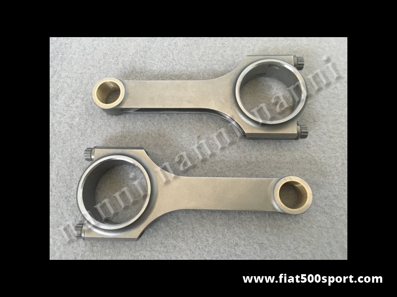 Art. 0293C - Bielle Fiat 500 Fiat 126 in acciaio ad H rovesciato con interasse di 124 mm. Con bulloni ARP. - Coppia bielle Fiat 500 Fiat 126 in acciaio ad H rovesciato con interasse di 124 mm. Con bulloni di altissima qualità ARP. Sono complete di boccola in bronzo già squadrata.
