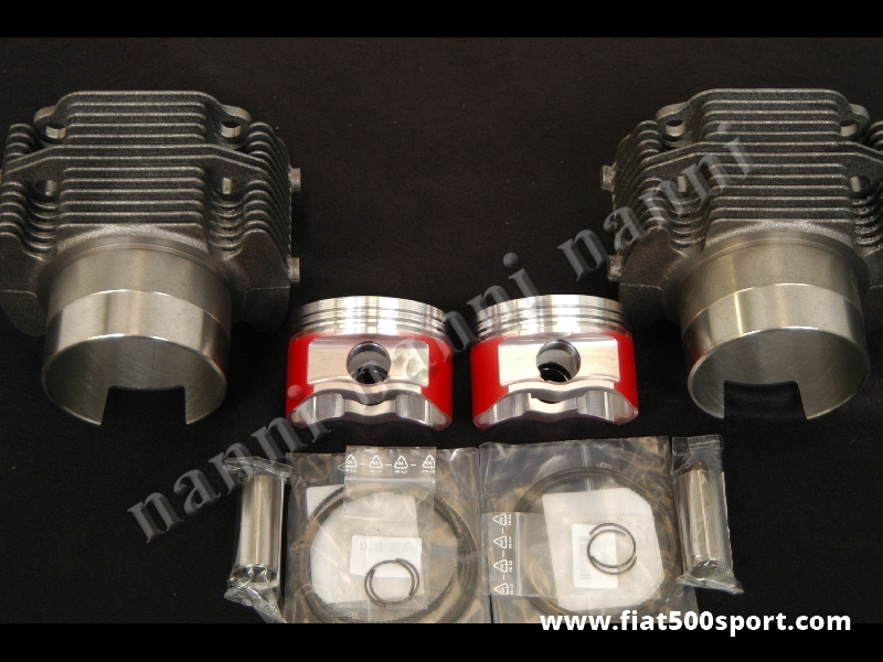 Art. 0321A - Piston liner kit forged Fiat 500R 595 cc. diam. 73,5 mm. with Nanni cylinders height 80 mm. - Piston liner kit forged Fiat 500R 595 cc.with Nanni cylinders height 80 mm. We have the pistons with the compression height 40 mm. or 28 mm. Please write in the notes the compression  height of the pistons you require. Our cylinders not require the head gasket but need the copper rings art. 0427 under the cylinders.
