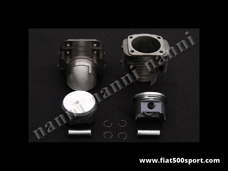 Art. 0322a - Piston-liner kit forged Fiat 500 F L R Fiat Giardiniera 650 cc. Ø 77 mm. for up grading the engine (NANNI cylinders). - Forged piston-liner kit 650 cc, Ø 77 mm.for up-grading Fiat 500 F L R Fiat Giardiniera engine( NANNI cylinders height 90 mm. don’t require the head gasket, but need our copper rings art. 0427.) We have the pistons with the compression height 28 mm. 38 mm. 40 mm. Please write in the notes the compression height of the pistons.
