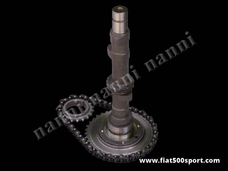 Art. 0400F - Albero a camme Fiat 500 Fiat 126 Giannini nuovo in acciaio nitrurato 30/70-70/30 già messo in fase. - Albero a camme Fiat 500 Fiat 126 Giannini nuovo in acciaio nitrurato, diagramma 30/70 già messo in fase (ricavato da una barra di acciaio speciale per cammes) E’ completo di catena e ingranaggi.
