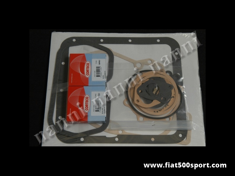 Art. 0439 - Gaskets engine Fiat 500 Giardiniera set with oil seals. - Gaskets engine kit Fiat 500 Giardiniera with oil seals.
