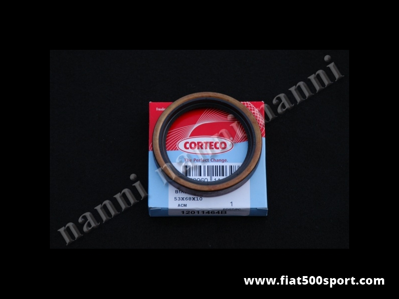 Art. 0443 - Oil seal crankshaft Fiat 500 Fiat 126 (flywheel side). - Crankshaft oil seal Fiat 500 Fiat 126 (flywheel side). Size: 53x68x10.
