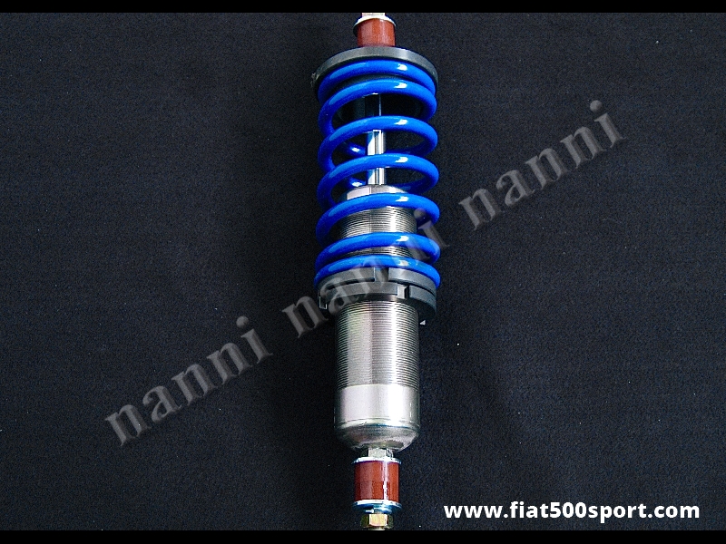 Art. 0473 - Shock absorber Fiat 500 Fiat 126 NANNI gas front with adjustable spring (for axle 0474). - Shock absorber Fiat 500 Fiat 126 NANNI gas front adjustable (for axle 0474 you need 2 shock absorbers). The spring is for a stradal use.
