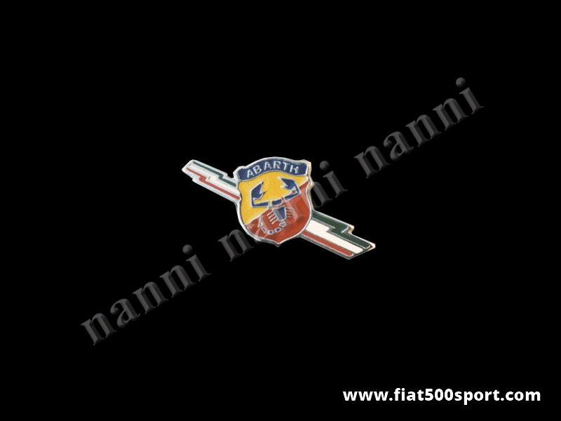 Art. 0516 - Abarth with tricolor lightining bolt enamel emblem - Abarth with tricolor lightining bolt
enamel emblem.
