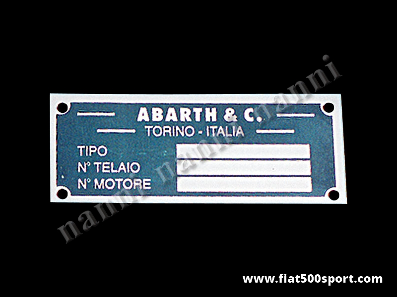 Art. 0526 - Targhetta Abarth per vano motore. - Targhetta in alluminio Abarth per vano motore
