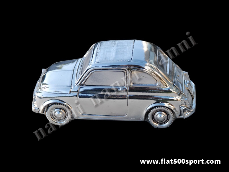 Modellino Fiat 500 in metallo silver plate misura grande 12 cm.