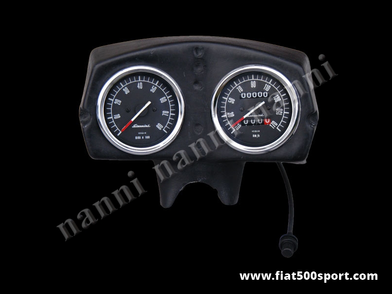 Art. 0725 - Fiat 500 Giannini dashboard. - Fiat 500 Giannini dashboard with 2 instruments diam. 80 mm. All the details are new, made in Italy.
